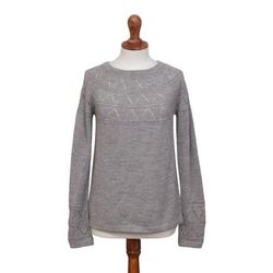 Airy,'Light Grey Baby Alpaca Long-Sleeve Pullover Knit Sweater'
