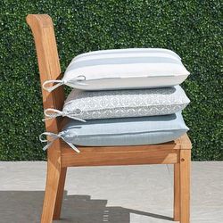 Single-piped Outdoor Chair Cushion - Rain Resort Stripe Indigo, 17"W x 17"D - Frontgate