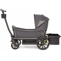 Veer Cruiser Stroller Wagon with Retractable Canopy + Basket Bundle - Black