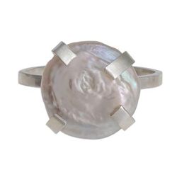 Decadent,'Handcrafted Sterling Silver Cultured Pearl Solitaire Ring'