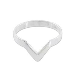 Beauty and Sensibility,'Sterling Silver Pointed Band Ring from Guatemala'