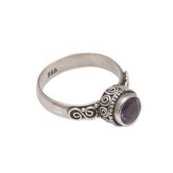 Shadow Of The Crown,'Amethyst Single Stone Ring in Sterling Silver'