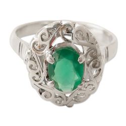 Green onyx cocktail ring, 'Festivity in Green'