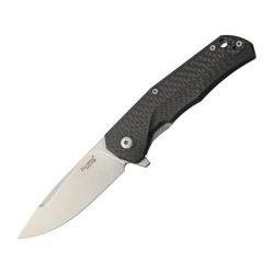Lionsteel TRE Titanium Framelock CF Folding Knife2.88inBohler M390 SteelDrop PointStonewash Black Carbon Fiber Handle TRE FC