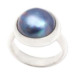'Blue Bubble Beauty' - Fair Trade Pearl and Sterling Silver Ring