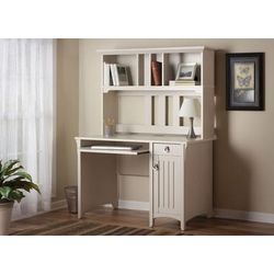 Salinas Mission Desk & Hutch in Antique White - Bush Furniture MY72208-03