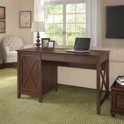 Key West 54W Single Pedestal Desk in Bing Cherry - Bush Furniture KWD154BC-03