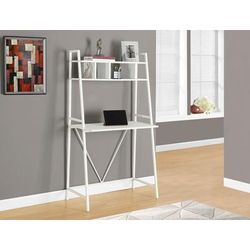 Computer Desk / Home Office / Laptop / Leaning / Storage Shelves / Work / Metal / Laminate / White / Contemporary / Modern - Monarch Specialties I 7163