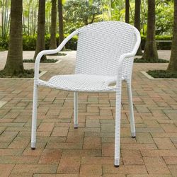 Palm Harbor 4Pc Outdoor Wicker Stackable Chair Set White - 4 Stackable Chairs - Crosley CO7109-WH