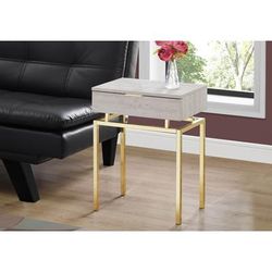 Accent Table / Side / End / Nightstand / Lamp / Storage Drawer / Living Room / Bedroom / Metal / Laminate / Beige Marble Look / Gold / Contemporary / Modern - Monarch Specialties I 3463