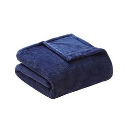 Intelligent Design Microlight Plush King Oversized Blanket in Navy - Olliix ID51-832