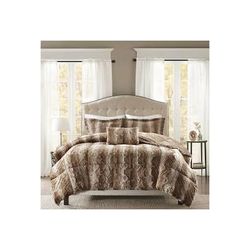 Madison Park Zuri King Faux Fur Comforter Set in Tan - Olliix MP10-3073