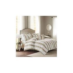 Madison Park Zuri King 4PC Faux Fur Comforter Set in Sand - Olliix MP10-4861