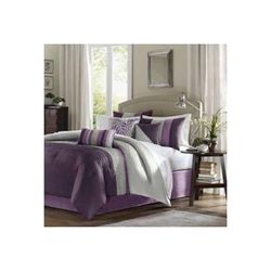 Madison Park Amherst Cal King 7 Piece Comforter Set in Purple - Olliix MP10-128