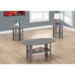 Table Set / 3Pcs Set / Coffee / End / Side / Accent / Living Room / Laminate / Grey / Transitional - Monarch Specialties I 7925P