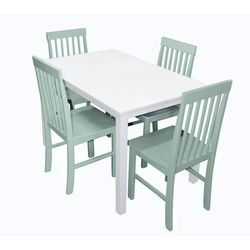 Greyson 5-Piece Dining Set in White/Sage - Walker Edison TW485PCSG