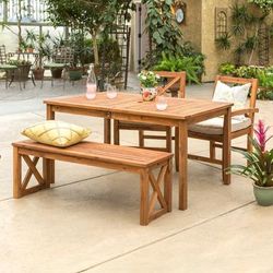 4-Piece Patio Dining Set in Brown - Walker Edison OW4XSDTBR