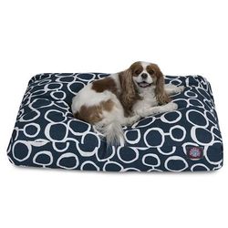 Fusion Navy Rectangle Pet Bed, 36" L x 29" W, Medium, Blue