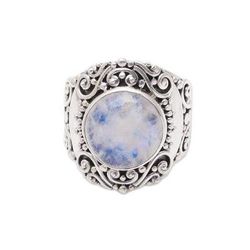 Nighttime Garden,'Rainbow Moonstone Cocktail Ring from Bali'