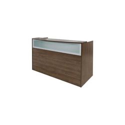 Rectangular Modern Walnut Reception Desk w/Frosted Glass Panel