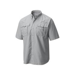 Columbia Men's PFG Bahama II Button-Up Short Sleeve Shirt Nylon, Cool Gray SKU - 332976