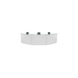 3-Person Curved Glass Top Reception Desk in Charcoal or White - 13' Wide