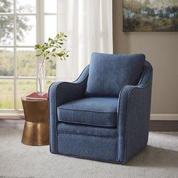 Brianne Slub Weave Wide Seat Swivel Arm Chair - Madison Park MP103-0697