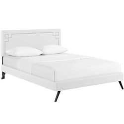 Ruthie Full Vinyl Platform Bed with Round Splayed Legs MOD-5928-WHI