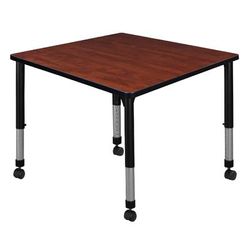 "Kee 42" Square Height Adjustable Mobile Classroom Table in Cherry - Regency TB4242CHAPCBK"