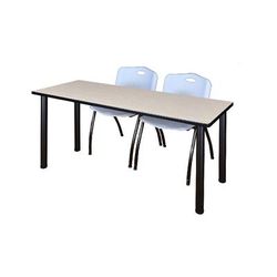 "66" x 24" Kee Training Table in Maple/ Black & 2 'M' Stack Chairs in Grey - Regency MT6624PLBPBK47GY"