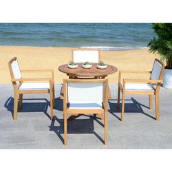 Chante 35.4-Inch Dia Round Table 5 Piece Dining Set in Natural - Safavieh PAT7041A