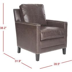 Buckler Club Chair - Silver Nail Heads in Antique Brown/Espresso - Safavieh MCR4613C