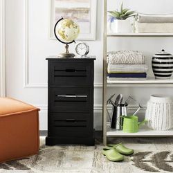 Samara 3 Drawer Cabinet in Black - Safavieh AMH5713B