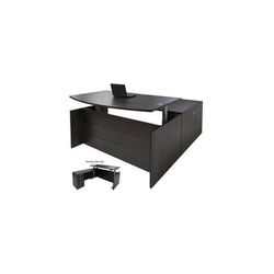Charcoal Adjustable Height Bow Front L-Shaped Desk