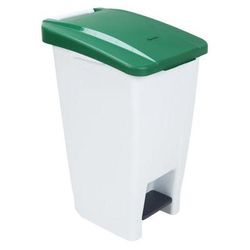Poubelle Agroalimentaire Mobile À Pédale 60 L Blanc Couvercle Vert - Manutan Expert