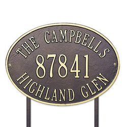 Hawthorne Address Plaques - Lawn Plaque, Green with Gold Type Lawn Plaque, Standard - Frontgate