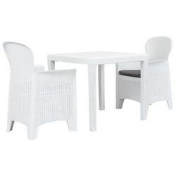 vidaXL Set da Bistrò 3 pz in Plastica Stile Rattan Bianco