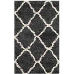 "Hudson Shag Collection 5'-1" X 7'-6" Rug in Dark Grey And Ivory - Safavieh SGH283G-5"