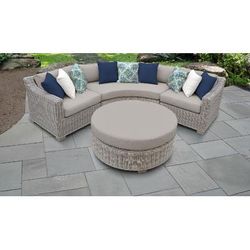 Coast 4 Piece Outdoor Wicker Patio Furniture Set 04a in Beige - TK Classics Coast-04A