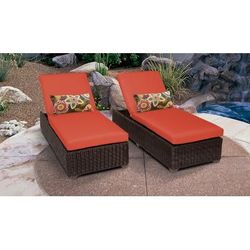 Venice Chaise Set of 2 Outdoor Wicker Patio Furniture in Tangerine - TK Classics Venice-2X-Tangerine