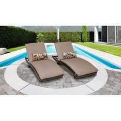 Barbados Curved Chaise Set of 2 Outdoor Wicker Patio Furniture in Wheat - TK Classics Barbados-Curved-Chaise-2X