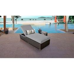 Barbados Chaise Outdoor Wicker Patio Furniture w/ Side Table in Grey - TK Classics Barbados-1X-St-Grey