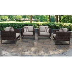 Amalfi 4 Piece Outdoor Wicker Patio Furniture Set 04g in Beige - TK Classics Amalfi-04G-Brn