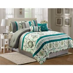 Bernadina Embroidery 7-PC Queen Comforter Set - Elight Home 21156Q