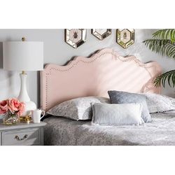 Baxton Studio Nadeen Modern & Contemporary Light Pink Velvet Fabric Upholstered Full Size Headboard - BBT6622-Light Pink-HB-Full