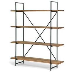"Ailis 75" Brown Pine Wood Metal Frame Etagere Bookcase Four-shelf Media Center - Glamour Home GHDSV-1162"