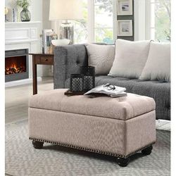 7th Avenue Storage Ottoman in Tan - Convenience Concepts-163050FT