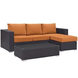 Convene 3 Piece Outdoor Patio Sofa Set in Espresso Orange - East End Imports EEI-2178-EXP-ORA-SET