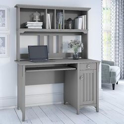 Salinas Computer Desk w/ Hutch in Cape Cod Gray - Bush Furniture MY72308-03