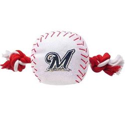 Milwaukee Brewers Nylon Baseball Rope Toy for Dogs, XX-Large, Assorted